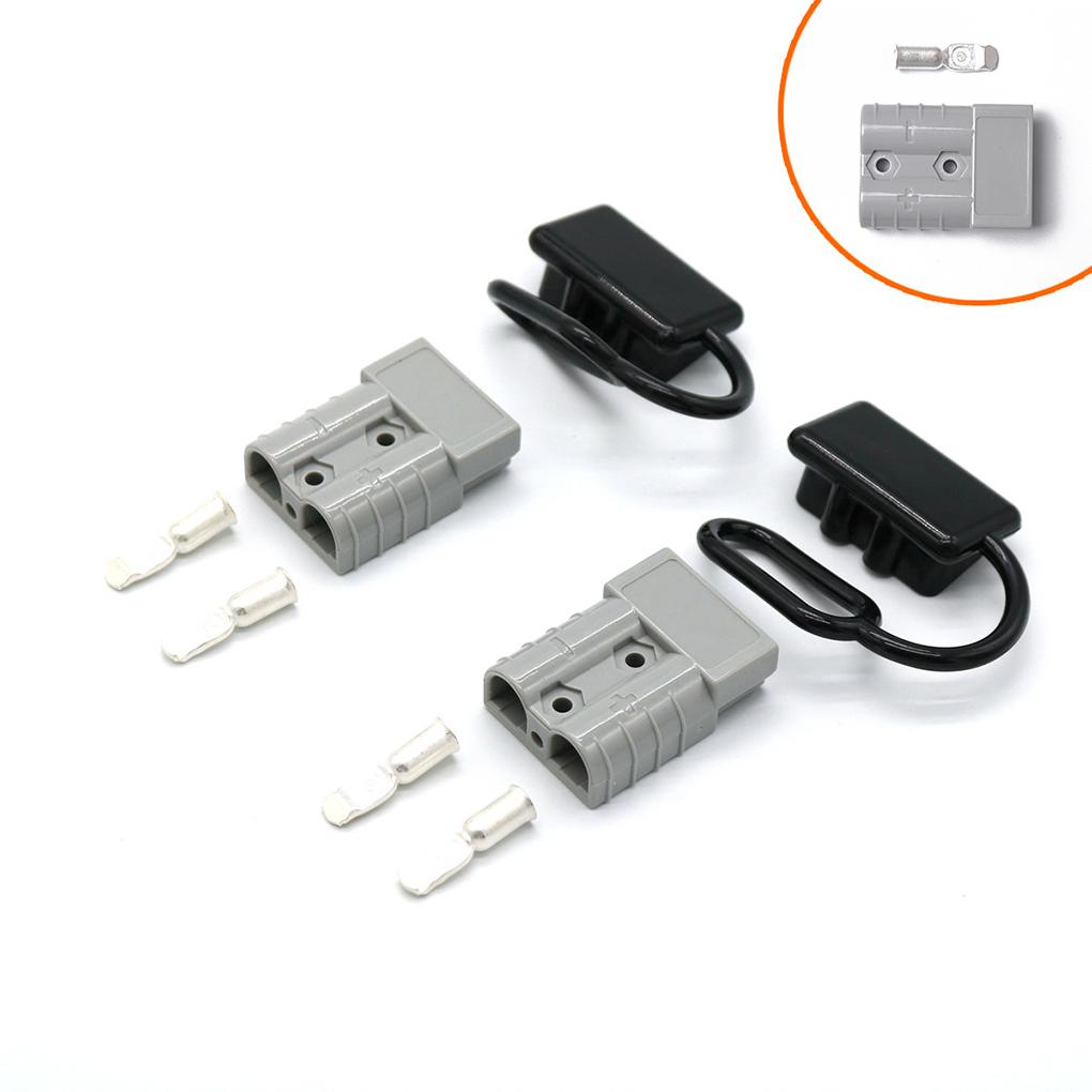 2 Sets Gray Forklift 50A 600V Connectors Plug Bipolar Terminals Adapter Covering Black Gray Pole Shell Caravans