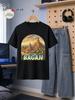 1pc Male Graphic T Shirt Bagan Ancient Pagoda Scenic Print Short Sleeve Crew Neck for Teenagers[solely 1pc T-SHIRT], for Teenager