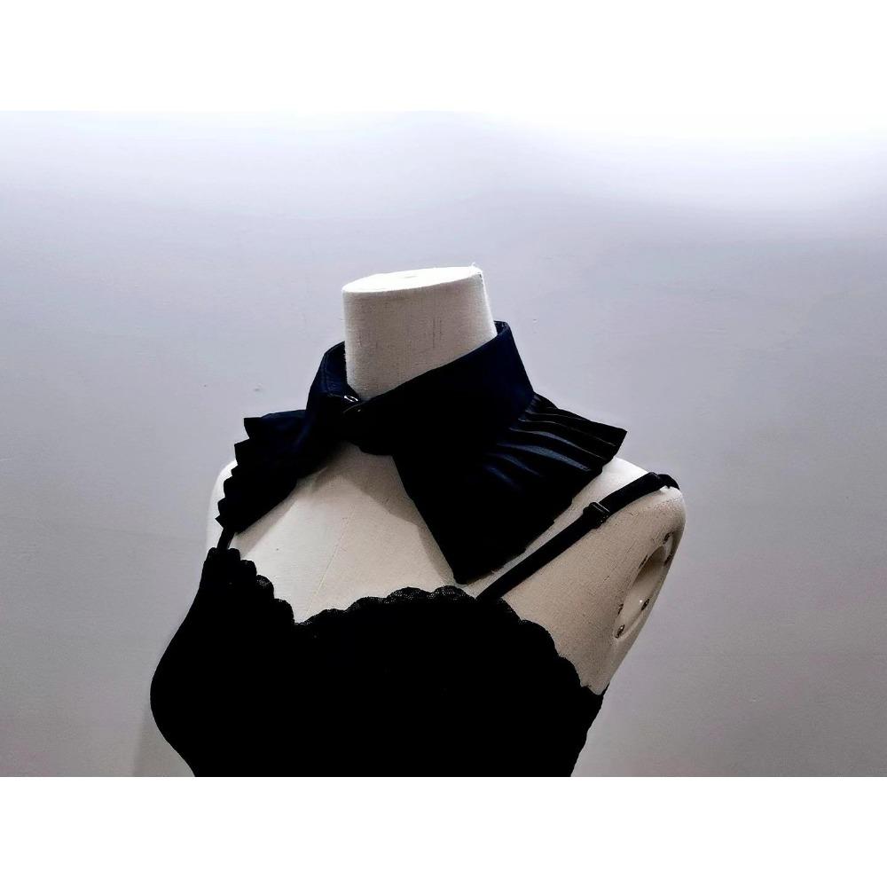 

Ретро-воротник в виде листьев лотоса, женская летняя простая и универсальная отдельная рубашка, воротник рубашки с острым воротником, одно слово, поддельный воротник, аксессуары чёрный