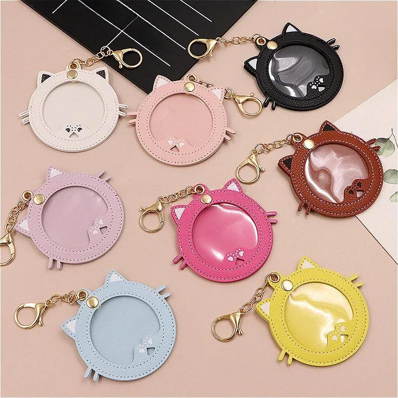 Kočičí taška s odznakem, ochranný kryt pro 58mm anime odznaky, klíčenka pro ženy, kožený přívěsek na klíče, auto, moto, přívěsek, dárek k narozeninám