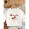 Cute Strawberry Print Sweatshirt for Baby Girls, Lightweight And Round-Necked, Designed for Ages 0-3
