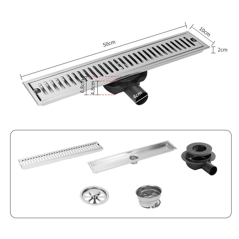 Household SUS304 Floor Drain Hollow High Flow Anti Odor With Side Offset Connector Bathroom Sewer Accessory