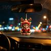 Cute Cat Christmas Decor Santa Ornament, Acrylic Car Mirror Hanging with Holiday Gift Packaging Embellishments Reindeer Antlers, 2D Bag Charm