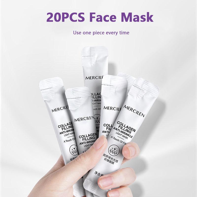 MERCILEN Collagen Filled Light Sensitive Anti Wrinkle Facial Mask Moisturizes Fades Fine Lines Replenishes Moisture Tender Skin