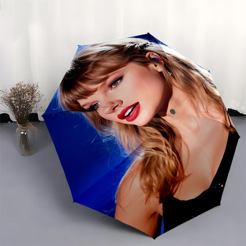 Taylor Swift, Performance Themed Automatic Opening and Closing Umbrella, Compact Travel Umbrella, Lightweight and Portable, Suitable for Bea