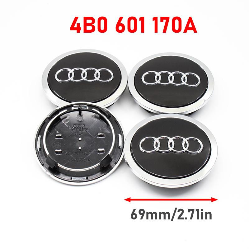 For Audi A84Pcs 60mm 61mm 68mm 69mm 77mm Car For Audi A5 A4 A6 A6L A8 Q7 A4L A3 Q5L A1 A3 C5 A6 Q7 Emblem Wheels Hub Cap Set Rim Dust Cover