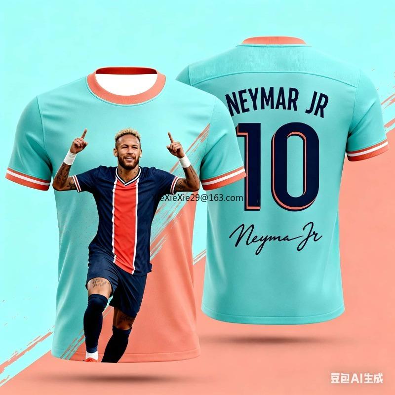26 AI Nový Neymar # 10 Módní fotbalový dres pro muže a děti Letní párty styl Rychleschnoucí Dárek s krátkým rukávem pro dospělé