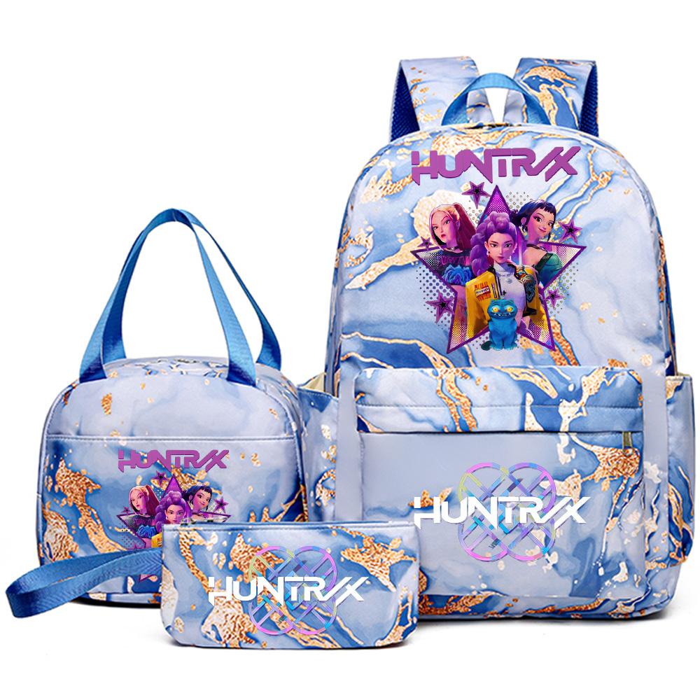 3 szt./zestaw Plecak z nadrukiem Anime Kpop z torebką i piórnikiem dla nastolatka, studenta, dziewczyny, chłopca, wodoodporna torba podróżna Mochila