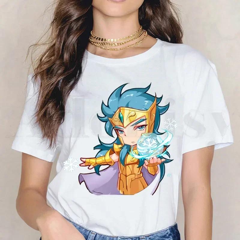 Saint Seiya Knights Of The Zodiac Burn Cosmos Short Sleeve Female Tops Harajuku VintageT Shirts Women's T-shirt