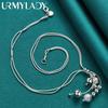 URMYLADY 925 Sterling Silber Doppel Schlange Kette Matte Glatte Perlen Halskette Für Frauen Hochzeit Party Mode Schmuck