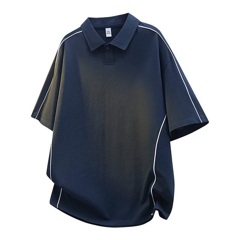 Heren Vintage Gestreept Kortemouw Polo Shirt, Zomer 2025, Trendy Los Overslag T-shirt