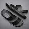 Summer sandals men's platform casual cool slippers genuine leather men's beach shoes one shoe two men wearing sandals