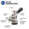 100% 304 Stainless Steel Keg Coupler, Kegerator Sankey S/D System Draft Beer Dispenser Bottling Tap with Barb & Push in Fitting