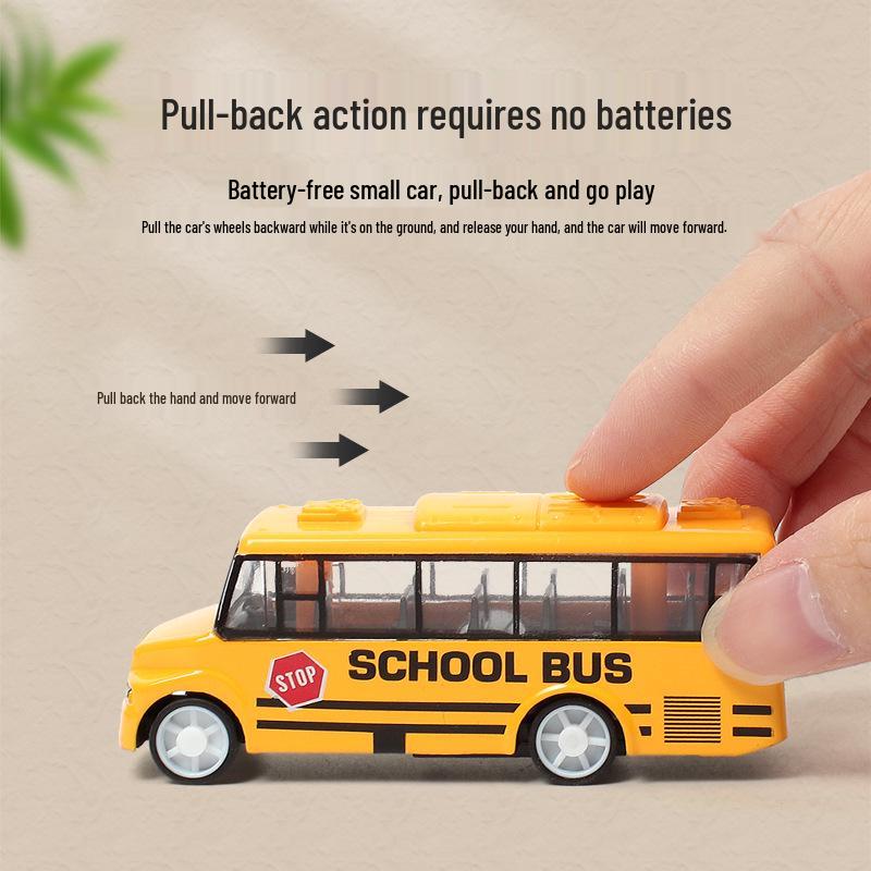 Children's Pull-Back Alloy Toy Car Set - School Bus Simulation Model