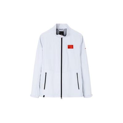 Jaqueta Masculina com Estampa Sólida, Gola Alta com Zíper, Manga Longa, Jaquetas Masculinas, Branco 152250601-2