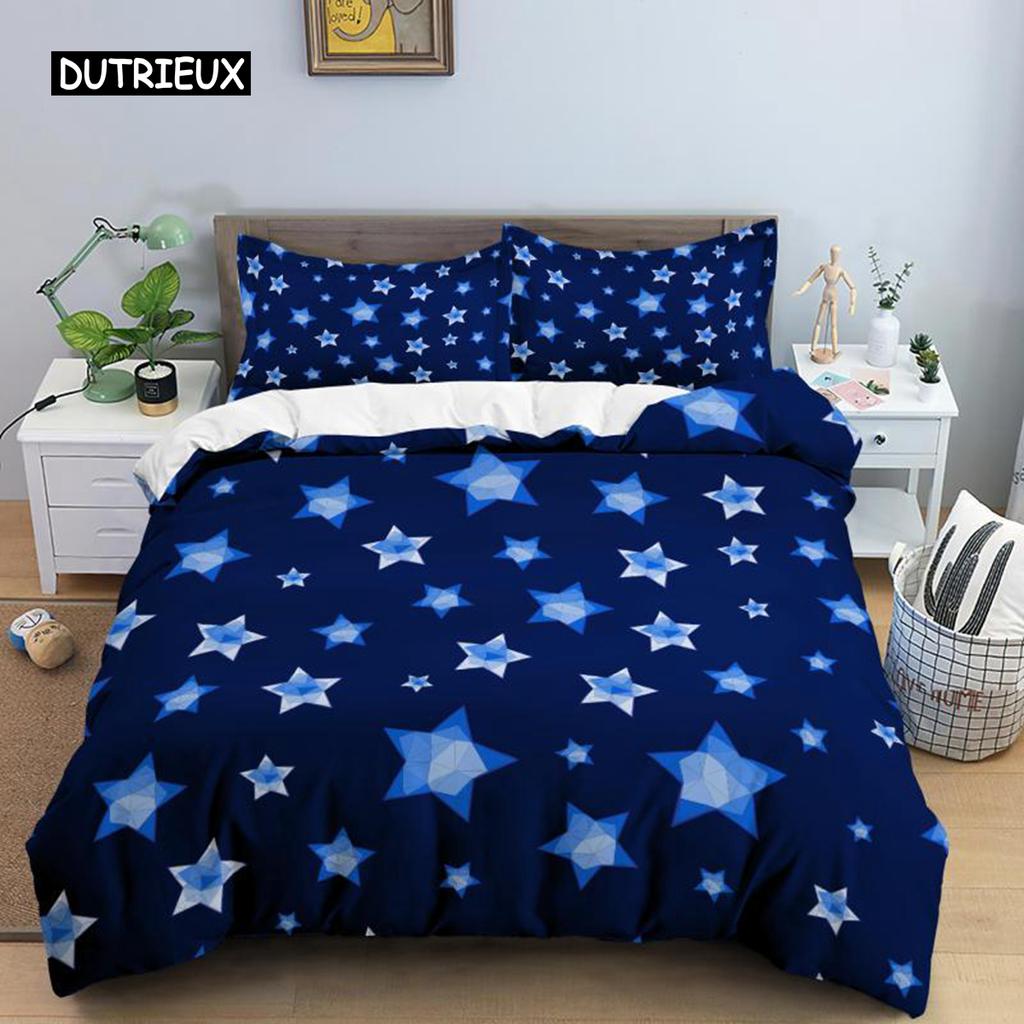 Star Duvet Cover Set Colorful Stars Pattern Print Twin Bedding Set for Kids Teens Double Queen King Size Microfiber Quilt Cover