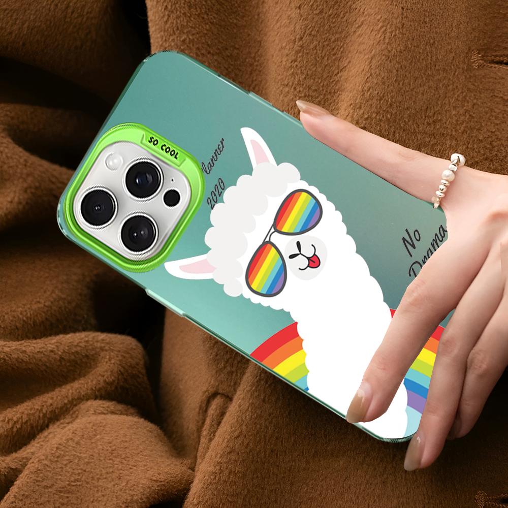 Llama Alpaca Animals Cartoon Colorful Phone Case For IPhone 16 15 14 13 12 11 Pro Max X XR XSMAX Matte Shockproof Back Cover