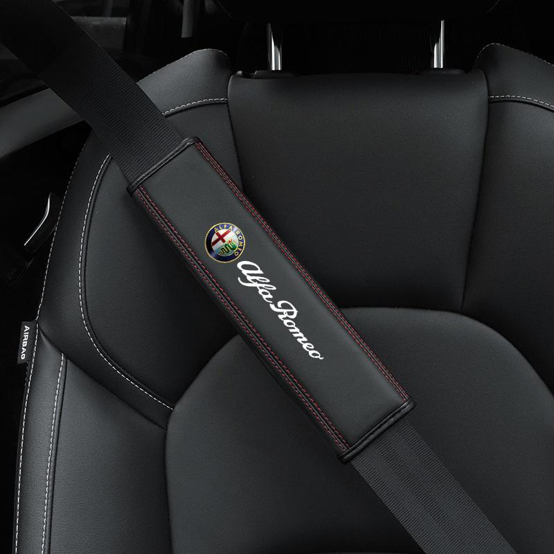 Car Stickers For Alfa Romeo 2Pcs Car Seat Belt Cover Shoulder Pad Auto Accessories For Alfa Romeo Giulia Stelvio Giulietta 156 1