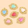 Gold Enamel Heart Pendant Charm - Stainless Steel, 6 Colors, 20x26mm
