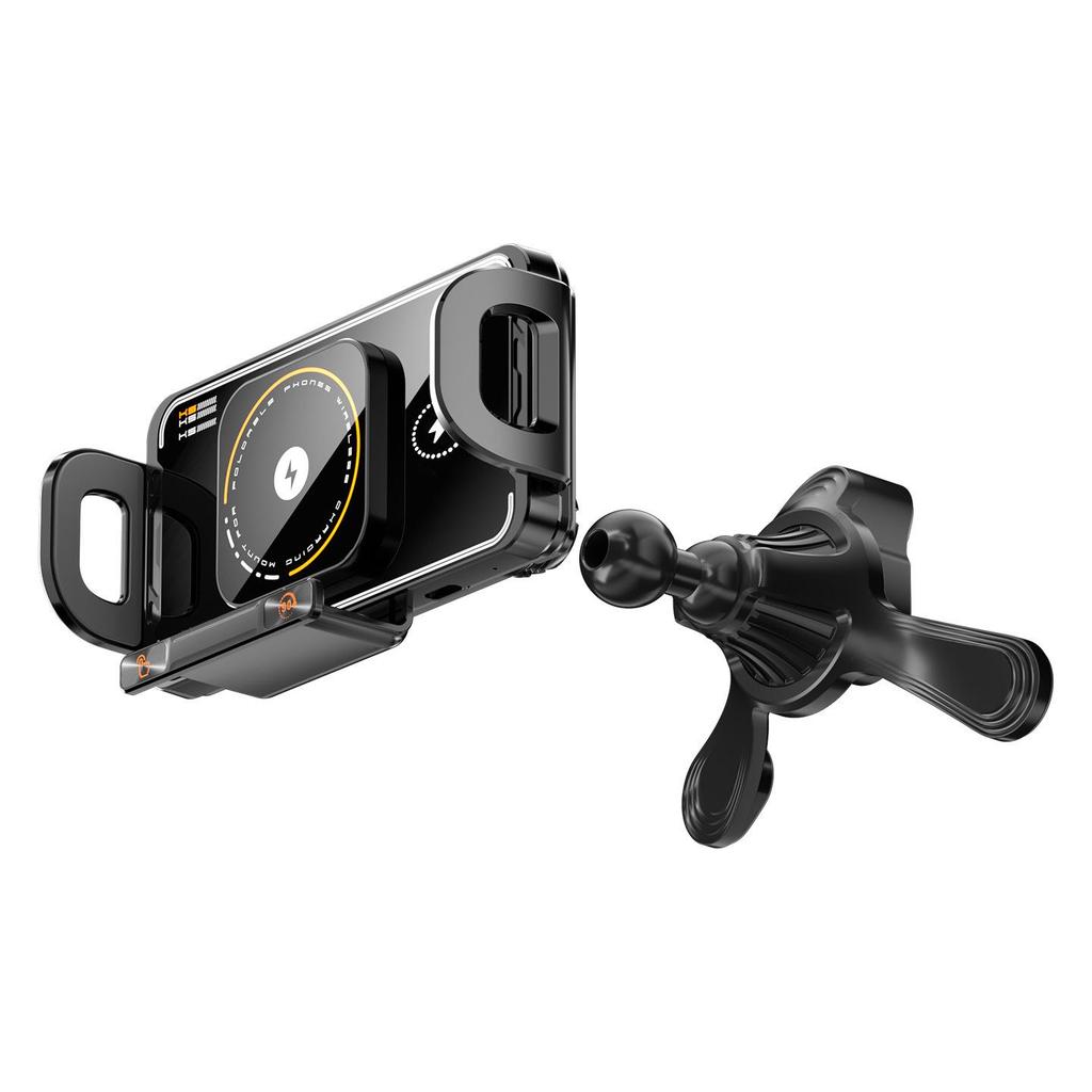Universal Foldable Car Vent Phone Holder with Electric Rotation and Wireless Charging