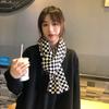 New Internet celebrity checkerboard knitted scarf women's autumn and winter Korean version versatile black and white plaid student scarf