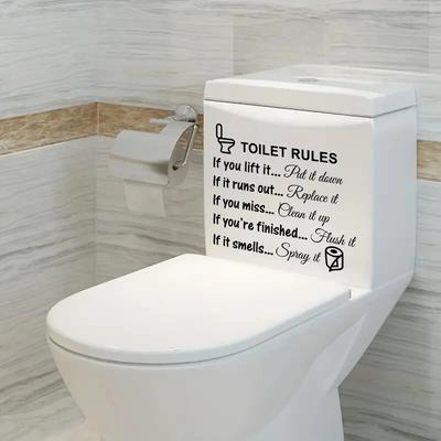 Toilet Sticker, Clean Pee Prompt Language, Little Man Toilet Seat Cover Sticker, Self-adhesive Wall Sticker, Bathroom Decoration