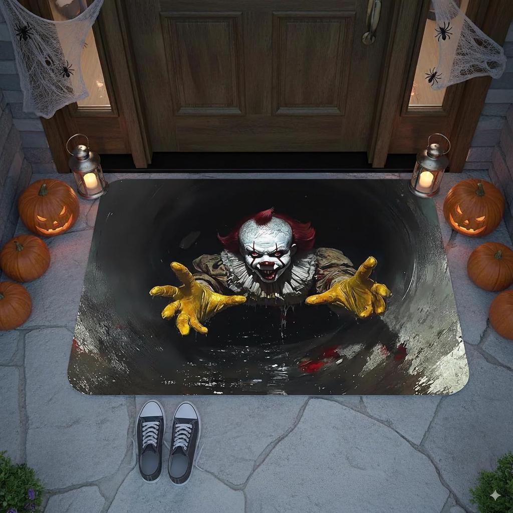 Halloween 3D Sewer Floor Carpet Horror Movie Clown Door Mat Indoor and Outdoor Universal Holiday Home Decoration