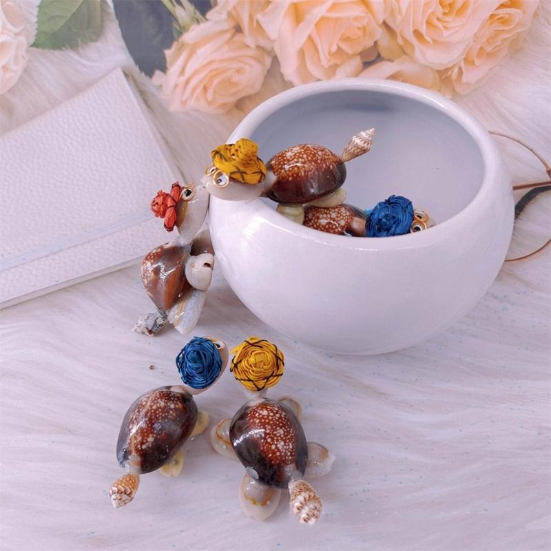 10Pcs Conch Turtles Statue with Colorful Hat Turtles Figure Toy Miniature Turtles Sculpture Desktops Landscape Decors