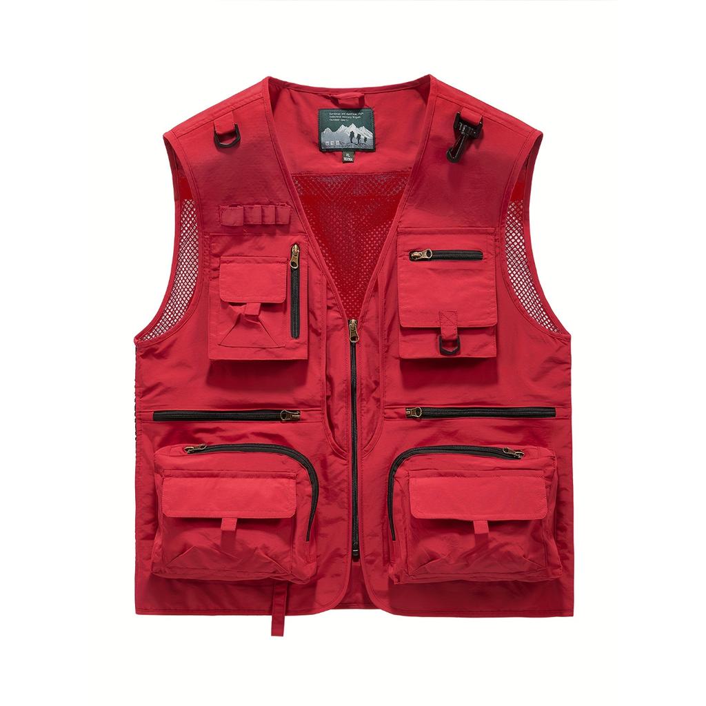 Men's Summer Casual Travels Vests with Multi Pockets, Comfy Breathable Tops for Fishing, Climbing