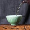Celadon-Raw Ore Antique Lotus Leaf Single Cups, Ceramic Creative Kung Fu Tea Cup, Chinese Style, Retro Mug Master, Green, 50ml