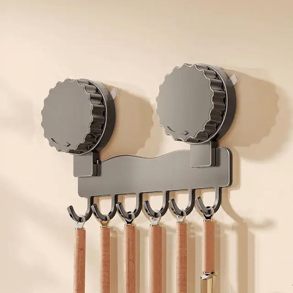 

Punch-free Clothes Storage Hook Wall Mounted Robe Coat Hangers Suction Cup Hook Bathroom Grey-6 Hooks