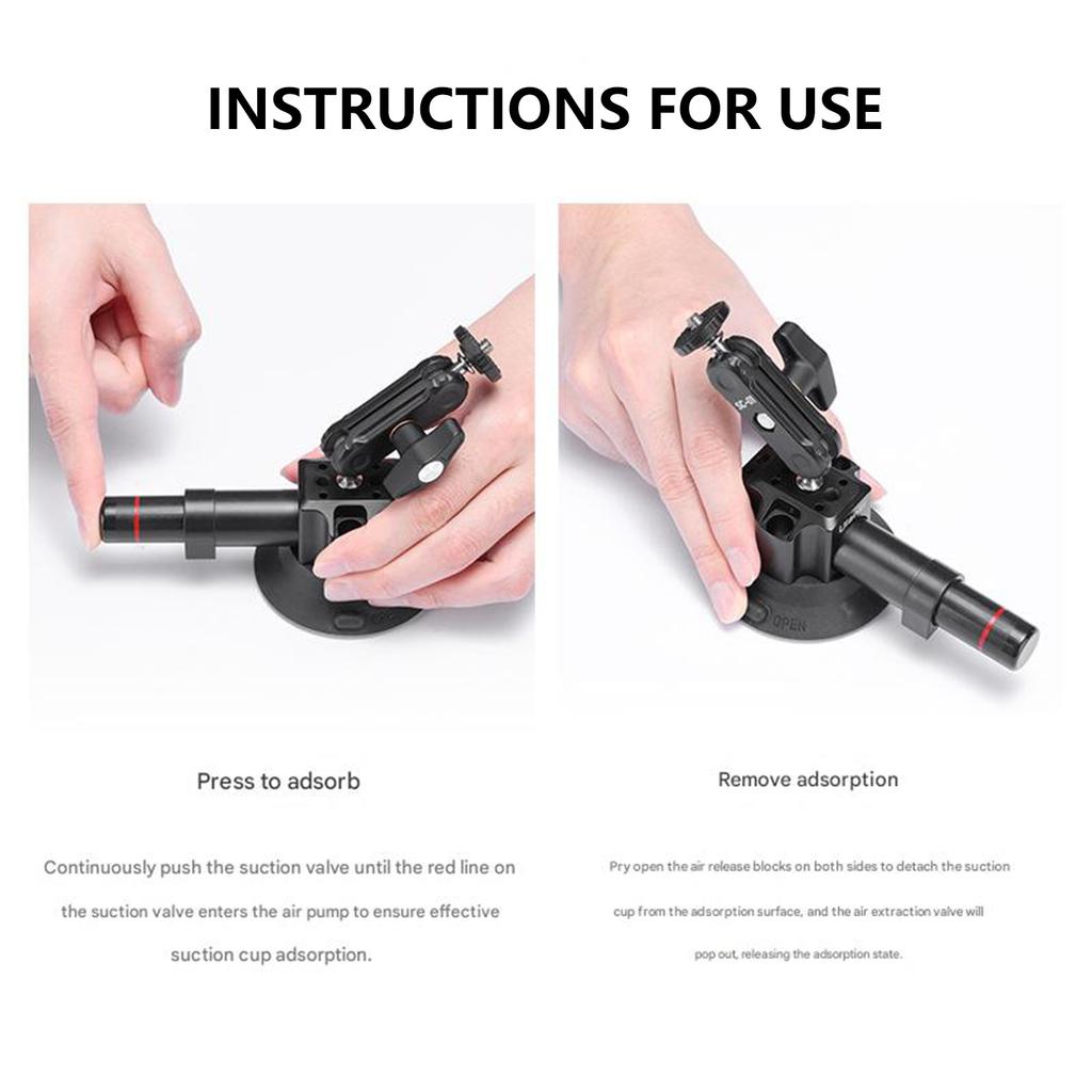 Aluminum Action Camera Holder 3" Vacuum Base Supports 20KG Weight For Car Glass Flat Surfaces