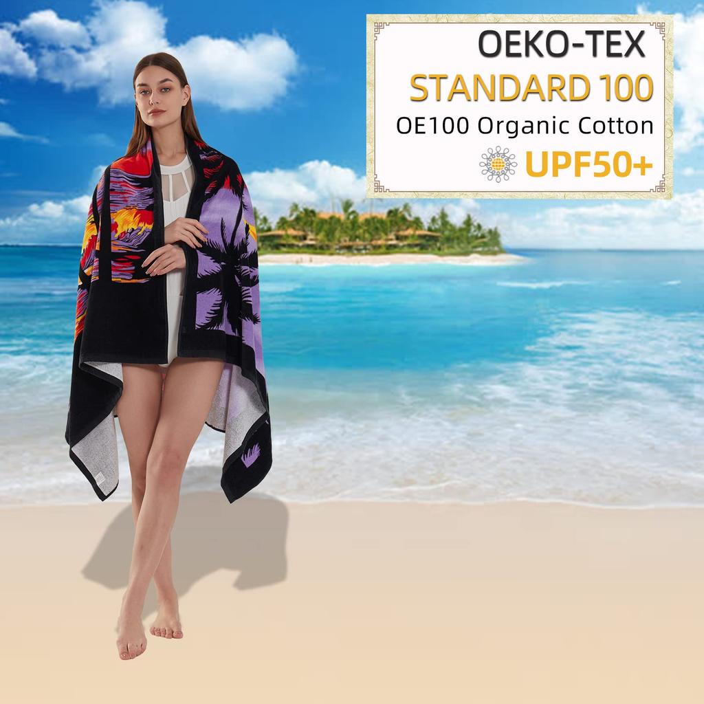 Serviette de Plage en Microfibre Impressions Exquises Fine Séchage Rapide Absorbante Serviette Surdimensionnée pour Plage Natation Camping Yoga Bain Sports