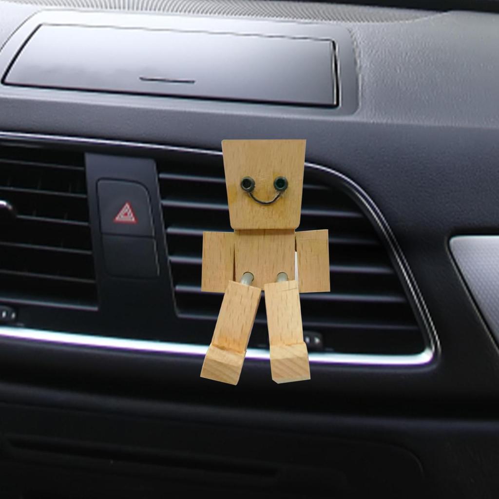 Magnetic Figurine Shaking Wooden Man Dashboard Decoration Auto Cute Interior Ornament Shaking Feet Wooden Doll Desktop Decor