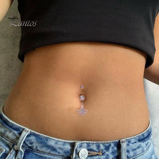 Bauchnabelpiercing-Ring mit Strasssteinen, Liebesherz, Schmetterlingen, fünfzackiger Stern-Anhänger, sexy hypoallergener Edelstahl-Bauchnabelpiercing-Ring