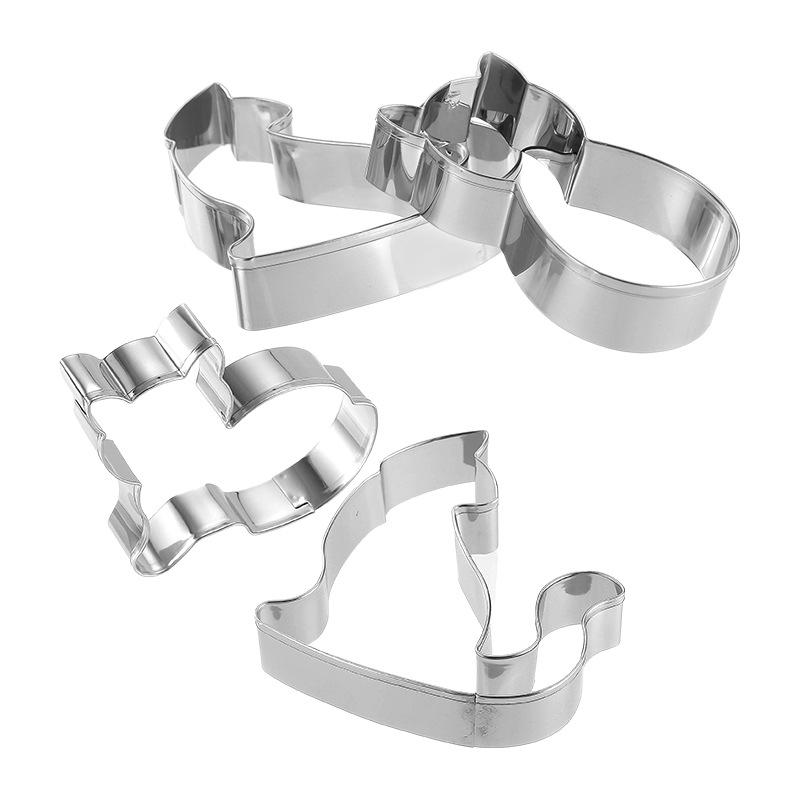 Stainless Steel Biscuit Mold 9-piece Set Creative Korean Cartoon Kitten Biscuit Mold Baking Tool Fruit Cutting Mold