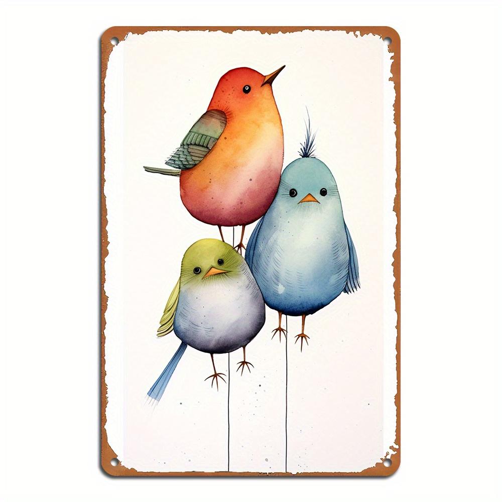 Metal Tin Poster Pastoral Birds Metal Tin Signs Posters Plate Wall Decor for Bars Restaurant Cafe Clubs Retro Posters Plaque