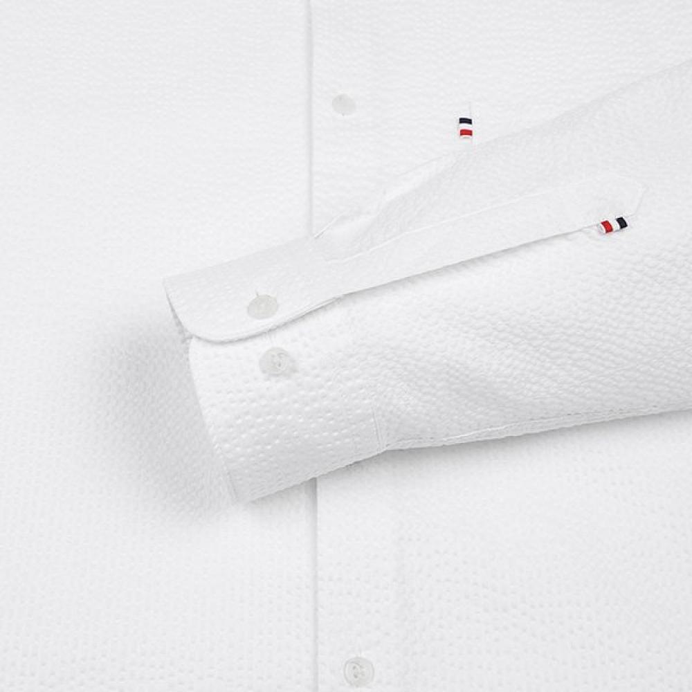 Renoma Cotton Sucker Solid China Collar Shirt Rpssg1003 Wh