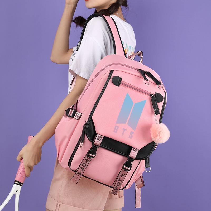 超激得SALE Bts Youth Group Backpack Usb Charging Large Capacity Student