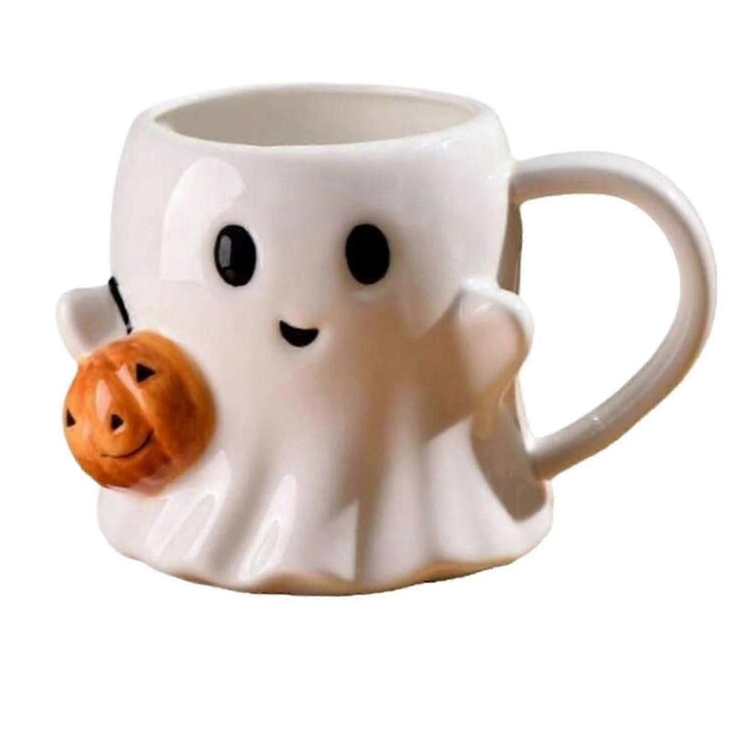 2026 New 2026 Halloween Ghost Ceramic Coffee Mug - Festive Pumpkin Design, Sturdy & Easy to Clean Handle