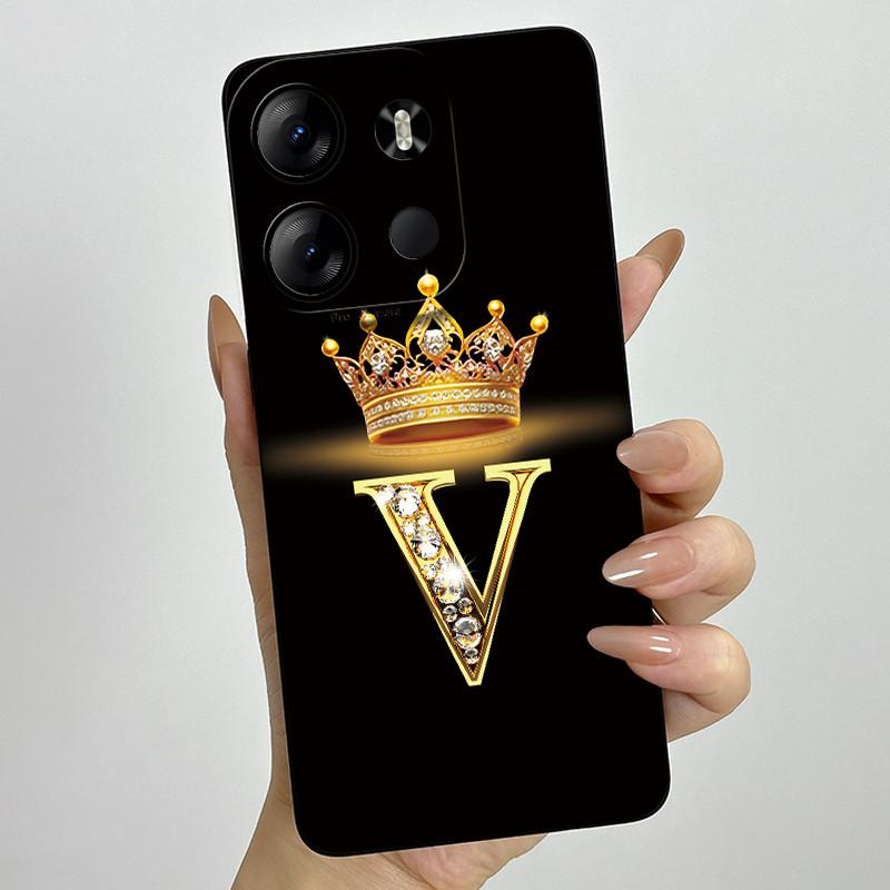 For Tecno Pop 7 Pro Pop7 BF6 BF7 Phone Case Crown Letter Back Cover Soft Liquid Silicone Fundas For Tecno Spark GO 2023 Bumper