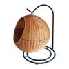 Cozy Rattan Cat Hanging Basket - Washable, Semi-Enclosed, All-Season Cat Bed for Winter Warmth
