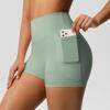 Naked High Waisted Yoga Shorts, Quick Drying Breathable Tight Pocket Pants, Outdoor Cycling Sports Running Fitness Pants For Women