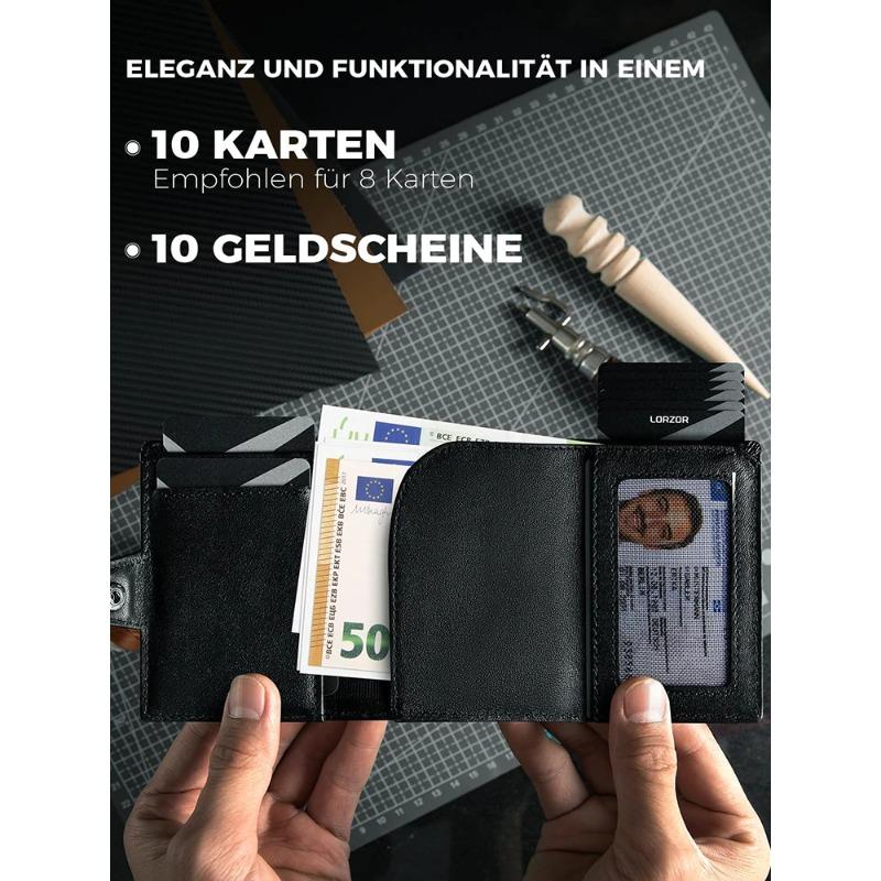 RFID-blokkerende lommebok for menn Ekte skinnlommebok med myntlomme Lommebok