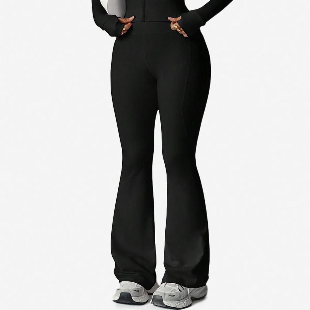 Waist-Cinching Yoga Set: Long-Sleeve Jacket & Butt-Lifting Micro-Flare Pants - Women's Sportswear for Autumn/Winter.