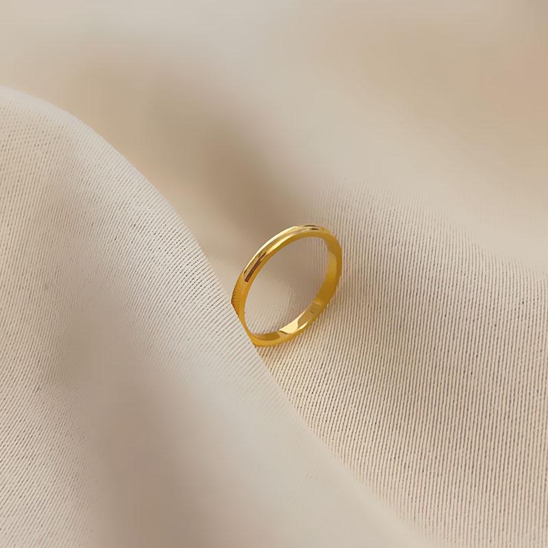 

Матовое золото, кольцо из титановой стали - Не выцветающее простое кольцо для указательного пальца или мизинца, модный парный дизайн Size 8