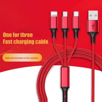 3 In 1 Usb Cable Micro Usb Type C Charger Cable Multi Usb Port Fast Charging Cord For Iphone 11 12 13 Pro Max Xiaomi Samsung