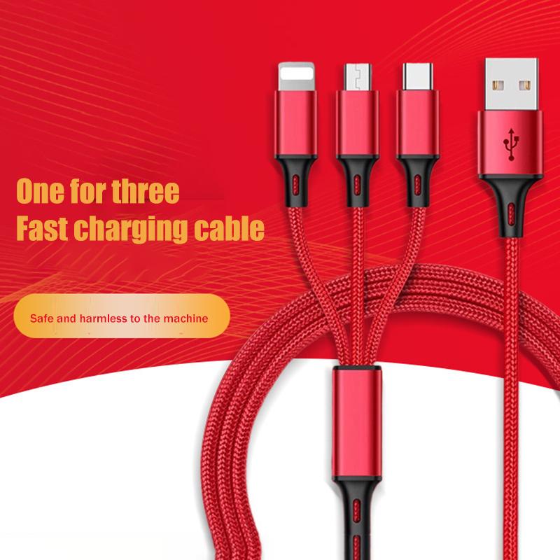 3 In 1 Usb Cable Micro Usb Type C Charger Cable Multi Usb Port Fast Charging Cord For Iphone 11 12 13 Pro Max Xiaomi Samsung