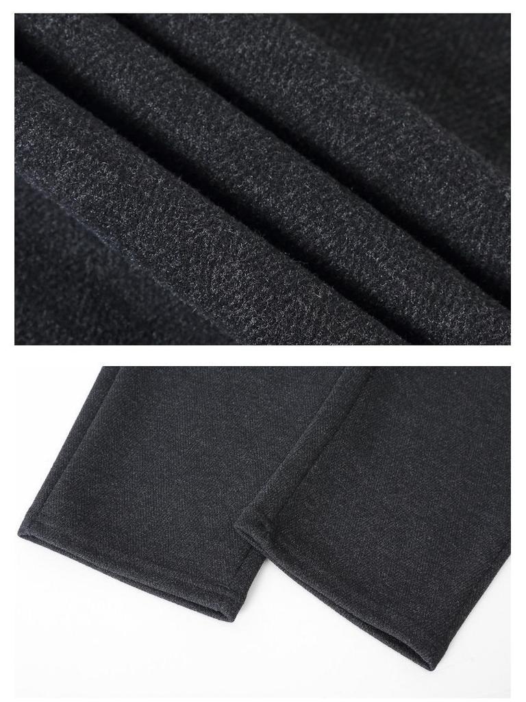 Middle-aged Women's Velvet-Lined Woolen Straight-Leg Pants for Autumn/Winter