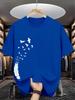 Unisexs Cotton Summer Casual Loose Fashion Bird Creative Pattern Printed Round Neck Tshirt Versatile Top